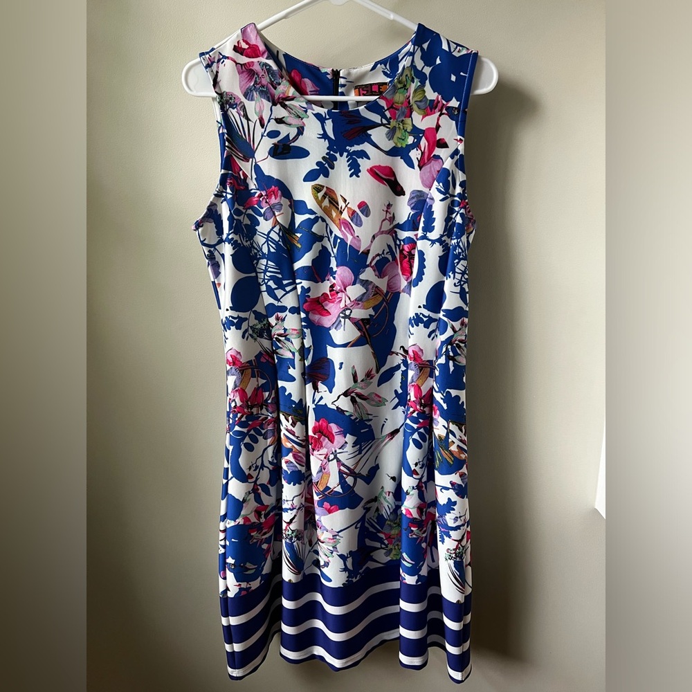 ISLE BY MELIS KOZAN Floral Striped Dress Stretchy Sleeveless Travel Colorful L‎